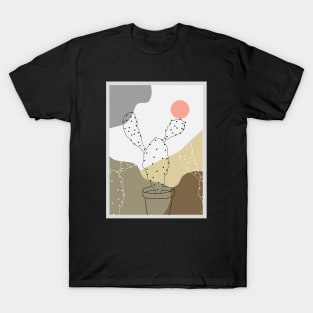 Abstract Desert Cactus Minimalist wall Art T-Shirt